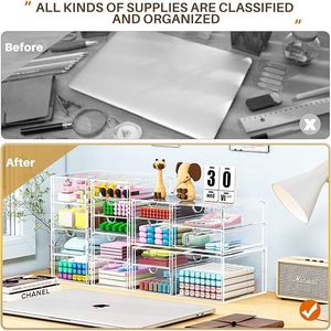 Organisateur de maquillage à 16 tiroirs, ensemble de 4 pièces pour le bureau et les fournitures de bureau - Product Image 3