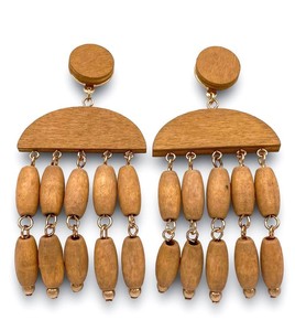 Boucles d'oreilles pendantes en bois tendance 2026 pour femme, faites à la main, rustiques, personnalisées, pour fêtes et usage quotidien, bijoux fantaisie - Product Image 4