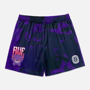 Pantalones Cortos Deportivos de Secado Rápido para Hombre, Color Negro con Detalles en Morado, Logotipo con Estampado de Huella de Pata, Cintura con Cordón Ajustable - Product Image 3