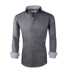Camisa de Vestir de Franela Teñida con Hilo y Logotipo Personalizado para Hombre, 100% Algodón, con Mangas Largas, Cuello Marinero, Secado Rápido y Ecológica - Product Image 2