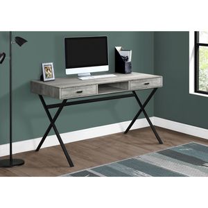 Contemporary Modern 48\"L Home Office Laptop <b>Computer</b> <b>Desk</b> with Storage Drawers Grey Laminate and Black Metal - Product Image 5