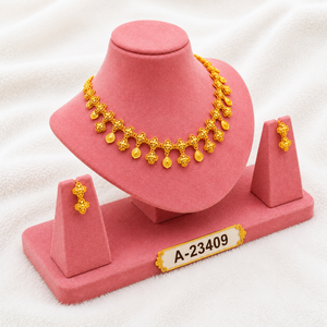 Conjunto de Collar y Pendientes con Diseño Floral, Chapado en Oro de 24K, Joyería Clásica para Mujer A-23409 - Product Image 2