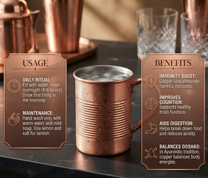 Taza Julep de Metal con Diseño Acanalado, Taza de Cobre de Calidad Superior para Servir Agua, Vaso para Bebidas, Utensilios de Cocina, Tazas de Cobre Puro - Product Image 6