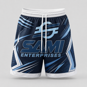 Pantalones Cortos Deportivos Personalizados OEM para Hombre, Tela de Lona, Cierre con Cordón, Cintura Media, Estampados, Transpirables, Malla de Poliéster, para Gimnasio y Running - Product Image 1