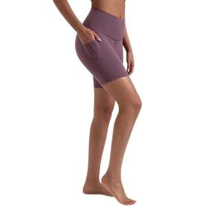 Shorts de Yoga de Cintura Alta para Mujer con Bolsillos Laterales, Ecológicos, Elásticos en 4 Direcciones, Compresión para Entrenamiento, Gimnasio, Ciclismo, Deportes, con Diseño - Product Image 4
