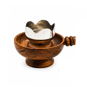 Handcrafted Portable Wooden <b>Bakhoor</b> Burner With Handle Metal Cup Pedestal Base Middle East <b>Oud</b> Incense Holder For Home Decor - Product Image 3