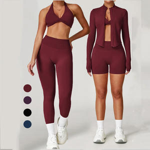 Hot Sale Custom Yoga 4-Piece Set Strappy Back Anti-Shock Sportswear <b>Women</b> <b>Plus</b> <b>Size</b> Eco-Friendly <b>Tight</b> Fit Gym Outfit Athleisure - Product Image 2