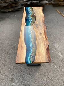Nature River <b>Epoxy</b> Console <b>Table</b> Rectangle Live Edge Wood Resin Handmade Eco-Friendly Durable Ocean Stream Entryway Hallway - Product Image 4