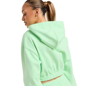 Ensemble de survêtement décontracté pour femme, hiver, en polaire épaisse, tissu premium, coupe ample, sweat à capuche court et pantalon, tenue chaude et tendance - Product Image 3