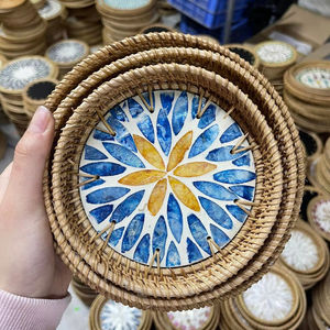 Plateau en rotin nacre tressé à la main, matériau naturel pour la décoration intérieure, service de table, présentation, fabriqué au Vietnam - Product Image 1