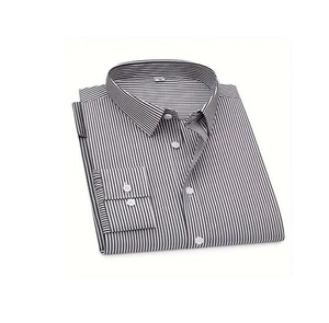 Men Vertical Stripe Shirt Long Sleeve Slim Fit Button <b>Down</b> Casual Formal Office Wear Comfortable Stylish Shirt Top - Product Image 6