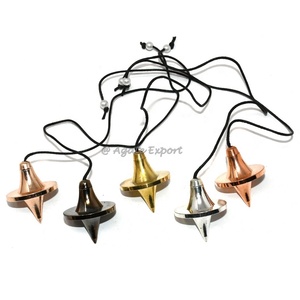 Meilleur prix pendule en métal en laiton de guérison naturelle en ligne pendule en métal de chambre dorée en forme d'OVNI avec cordon - Product Image 1