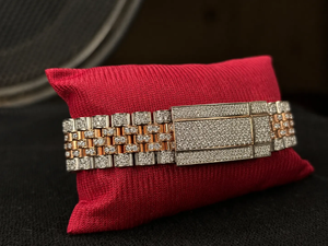 Montre-bracelet automatique mécanique de luxe pour homme, avec breloque mode, entièrement pavée de diamants Moissanite VVS, design bicolore en acier inoxydable - Product Image 3