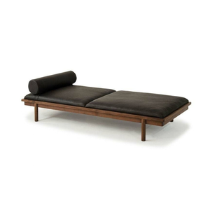 Chaise longue de jardin en teck massif, lit de repos extérieur, canapé-lit pour patio, bord de piscine, jardin, hôtel, resort, avec coussin - Product Image 1