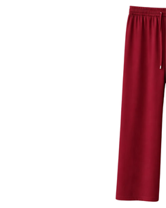 Pantalon de survêtement rouge personnalisé à jambe large pour femme, taille élastique avec cordon de serrage, décontracté, coupe ample, fabrication OEM, fournisseur en gros - Product Image 3