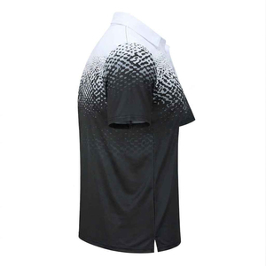 เสื้อกอล์ฟผู้ชายแบบลำลอง พิมพ์ลายซับลิเมชั่น แขนสั้น ระบายอากาศ แห้งเร็ว ดีไซน์สปอร์ต ทรงปกติ สีดำขาว - Product Image 3