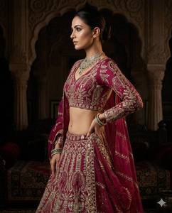 Divyam Creation F-1035 Lehenga Choli en Spandex Brodé Doré, Robe de Mariage Indienne Traditionnelle Longue pour Femme, Coupe Classique - Product Image 5