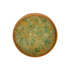 Handwoven Rattan Serving <b>Tray</b> with Colorful Mosaic Base Vietnam Wholesale - Product Image 1