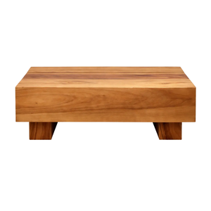 Luxury Japandi Style Solid Suar <b>Wood</b> <b>Block</b> Coffee Table Natural Grain Accent Low Center Table for Modern Living Room - Product Image 1