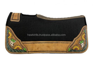 Selle de cheval western de qualité supérieure, conçue sur mesure, coussin en feutre de laine avec patch en cuir - Product Image 1