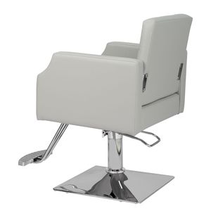 Poltrona da Barbiere in Pelle PVC Grigia da 150 kg con Telaio Quadrato in Lega di Alluminio, Pompa Olio Alta, Pedale a Rivetto, Durevole e Confortevole - Product Image 5