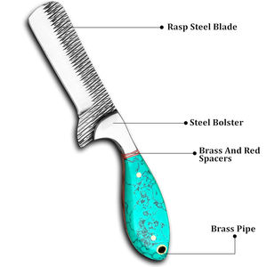 Couteau de poche artisanal en acier Damas, couteau à dépecer, lame fixe personnalisable avec étui en cuir en acier inoxydable, vente en gros - Product Image 3