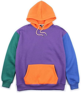 Sudadera con capucha extragrande con diseño de bloques de color y patchwork para hombre y mujer, hecha de tela suave para un estilo casual urbano. - Product Image 1