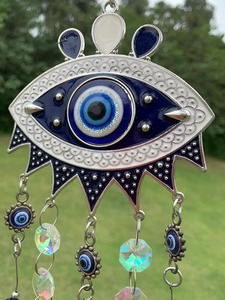 Atrapasueños de Protección Contra el Mal de Ojo para la Entrada, Decoración del Hogar, Cristal Colgante, Energía Positiva, Pieza de Arte con Reflejo de Luz de la India - Product Image 3