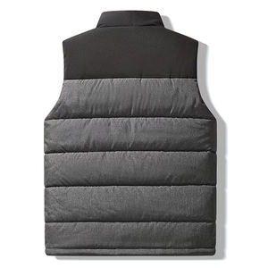 Men's <b>Black</b> Stand Collar Puffer <b>Vest</b> With Zipper Closure Windproof Casual Winter Outerwear 100% Polyester - Product Image 3