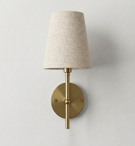 Modern Brass Wall Lamp Fabric Shade LED Sconce E14 <b>Socket</b> for Home Office Decor - Product Image 3