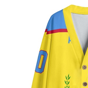 Sorority Casual Varsity <b>Cardigan</b> <b>Sweater</b> Embroidered Letters Front Knitted Women's Merino Wool Blend Three-Quarter Crew Autumn - Product Image 4