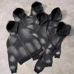 Conjunto de Sudadera y Pantalones Deportivos para Hombre, Estilo Desgastado, Lavado Ácido, Dos Piezas - Product Image 5