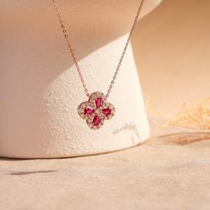 Collar de plata con esmeralda auténtica, colgante de trébol, joyería, regalos de aniversario y cumpleaños para ella - Product Image 5