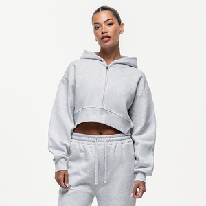 Ensemble <span class=keywords><strong>2</strong></span> pièces personnalisé pour femme en coton 100% vintage délavé à l'acide, avec broderie 3D, comprenant un sweat à capuche demi-zip à manches courtes et un pantalon de jogging, imprimé graphique - Product Image 2