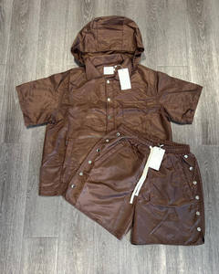 Chaqueta cortavientos de nailon de secado rápido para hombre, conjunto de pantalones cortos, chándal de pana de dos piezas con logotipo personalizado, trajes de cintura media - Product Image 1