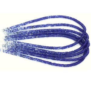 Perles plates en quartz bleu, forme rondelle, 5-6 mm |   Perles d'espacement en pierres précieuses de couleur bleu bio |   Fournitures de fabrication de bijoux en rondelles lisses - Product Image 2