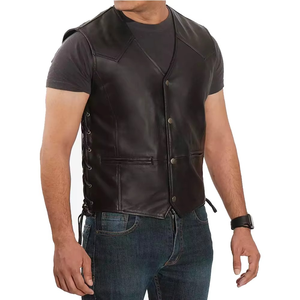 Gilet de moto en cuir de haute qualité, détails personnalisés, vêtements de motard robustes pour longues balades, best-seller pour les motards, gilets en cuir. - Product Image 2