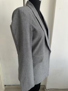 Blazer Formal de Negocios para Mujer, Corte Entallado, Tejido de Pana a Cuadros Blanco y Negro, Manga Larga, Estilo Casual Elegante para Oficina - Product Image 2