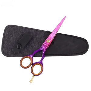 Tijeras de Peluquería Profesionales Duraderas de Acero Inoxidable con Cuchilla Afilada de 28 Dientes para Diestros, Mango Largo, Uso en Salón, Color Arcoíris - Product Image 1