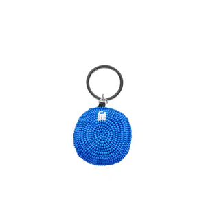 Porte-clés artisanal coloré avec perles, design boule en cuir multicolore et broderie, idéal pour la décoration et les cadeaux - Product Image 3