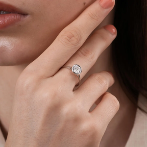<b>Women</b> Round Brilliant Lab Grown Diamond Bezel <b>Set</b> Engagement <b>Ring</b> VVS2 Certified Solitaire Diamond Wedding <b>Ring</b> Fine - Product Image 5