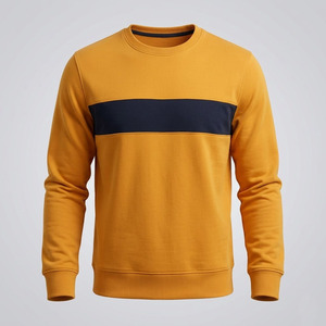 เสื้อสเวตเชิ้ตคอกลมผู้ชายแบบสั่งทำพิเศษ ผ้าฝ้ายฟลีซ ลายทางสีตัดต่อ สวมหัว สไตล์ลำลอง สตรีทแวร์ ทรงเข้ารูป เหมาะสำหรับออกกำลังกาย - Product Image 1