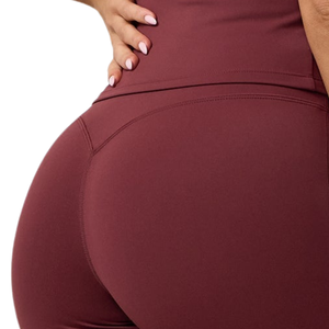 Burgundy <b>Flared</b> Yoga <b>Leggings</b> Women High Waist Gymwear Stretch Fitness Training Workout Activewear Performance Pants - Product Image 5