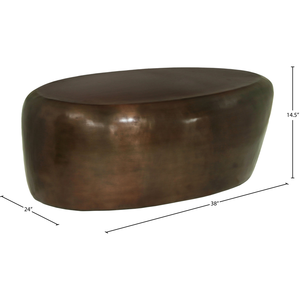 Mesa de Centro de Hierro con Acabado Bronce de Lujo, Mesa Redonda Moderna de Metal para Sala de Estar, Muebles Elegantes y Contemporáneos - Product Image 2