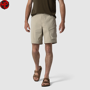 Shorts cargo pour homme en coton 100% écologique, couleur unie, logo sur le devant, taille mi-haute, fermeture élastique, vêtements décontractés - Product Image 1