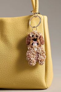 Elegant Handmade Eco-Friendly Classic Floral Embroidered Beaded <b>Keychain</b> Purse Backpack Keys Fashionable Embroidery - Product Image 6