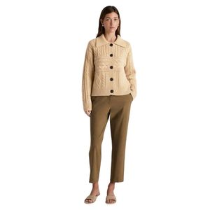 Cardigan en tricot neutre pour femme, boutonné sur le devant, à manches longues, tricot torsadé, confortable et chaud, haut décontracté et tendance, personnalisable OEM, vente en gros - Product Image 3
