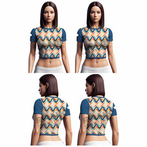 Camisetas Cortas de Manga Corta para Mujer, Nuevo Estilo, en Stock, Camisetas Cortas de Poliéster para Mujer - Product Image 6