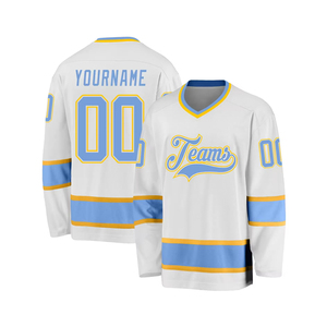 Maillot de hockey sur glace personnalisé, dernier style, violet, blanc et gris, sublimation, ensemble avec nom d'équipe OEM - Product Image 3