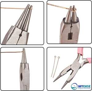 Pince coupante à bec de canard en acier inoxydable de 4,5 pouces, mini-pince de précision 4 en 1, outils de pliage et de coupe latérale pour la fabrication de bijoux DIY, rose - Product Image 2